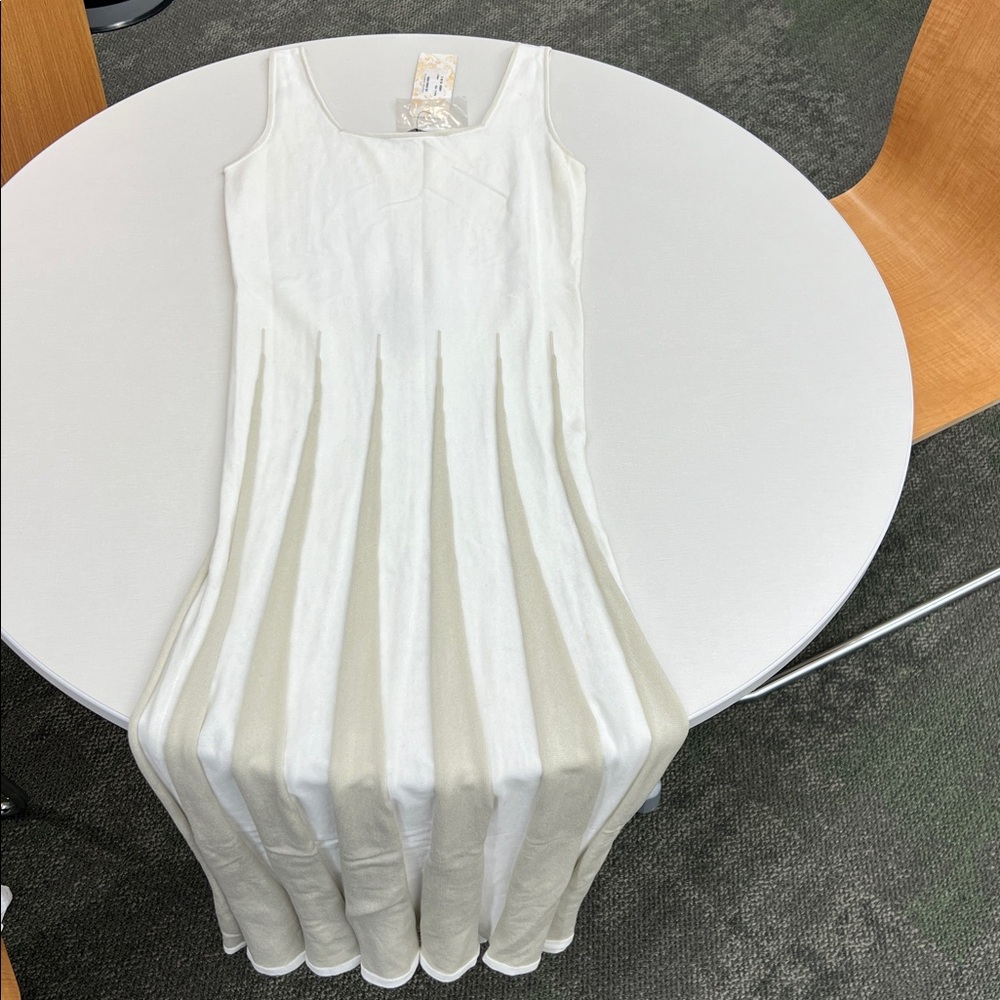 NEW with tag Peruvian Connection bianca midi pima cotton tank dress cream tan XS - Picture 7 of 9